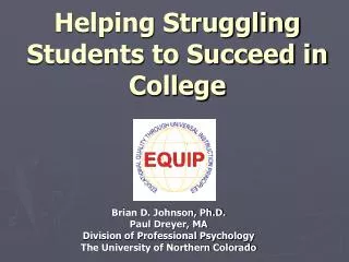 Helping Struggling Students to Succeed in College