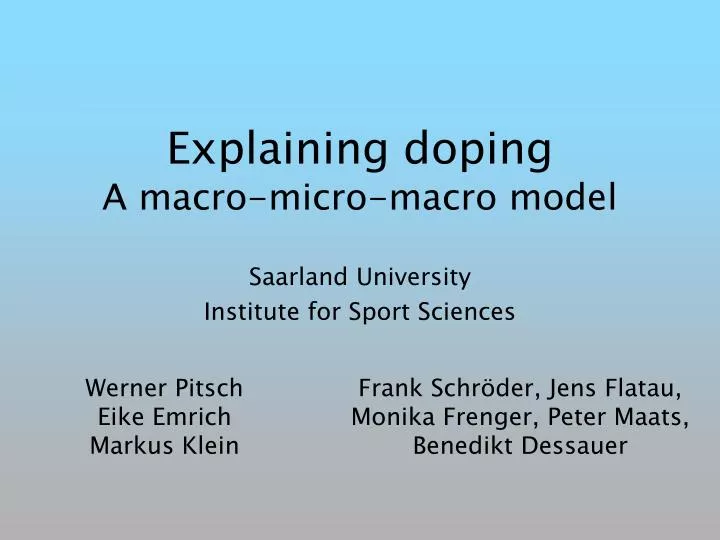 explaining doping a macro micro macro model