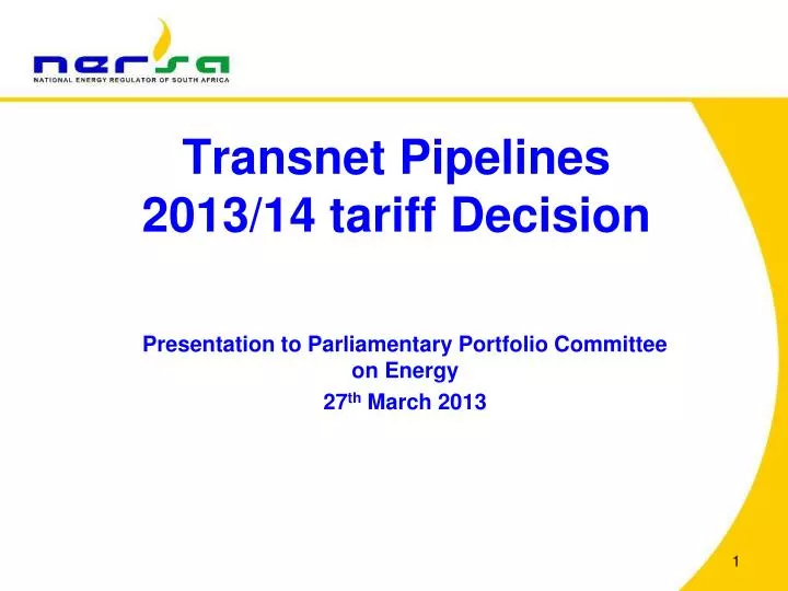 transnet pipelines 2013 14 tariff decision