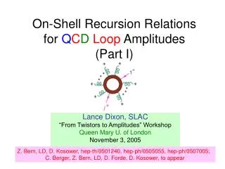 On-Shell Recursion Relations for Q C D Loop Amplitudes (Part I)