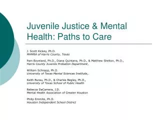 Juvenile Justice &amp; Mental Health: Paths to Care