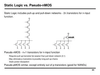 Static Logic vs. Pseudo-nMOS