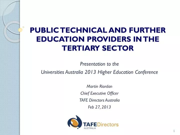 public technical and further education providers in the tertiary sector