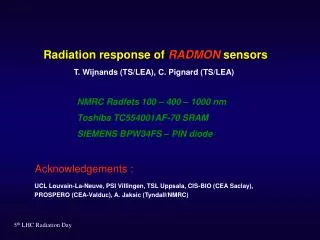 Radiation response of RADMON sensors
