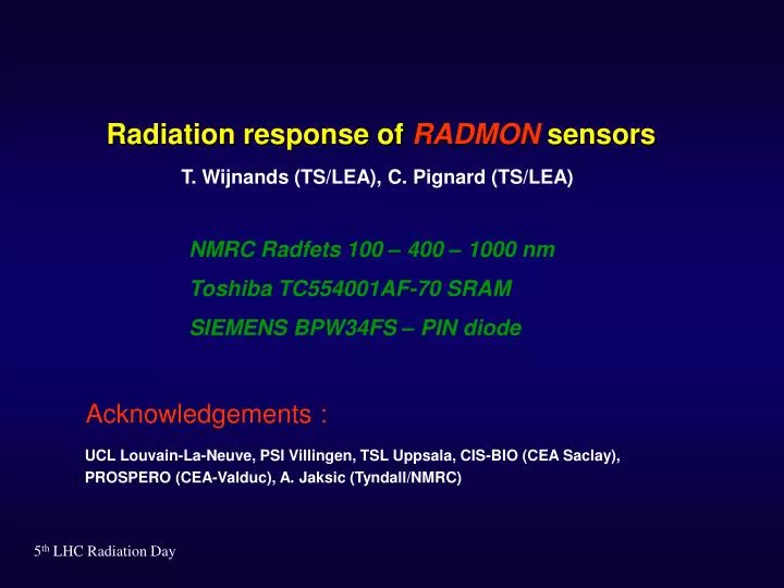 radiation response of radmon sensors