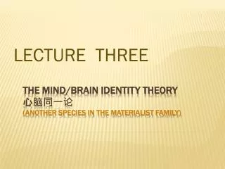 The Mind/Brain Identity Theory ????? (another species in the materialist family)