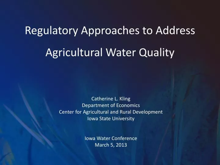 regulatory approaches to address agricultural water quality