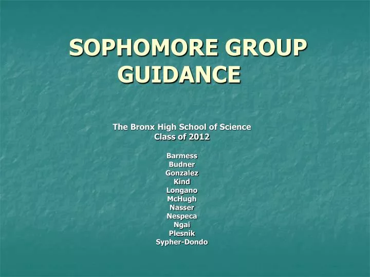 sophomore group guidance