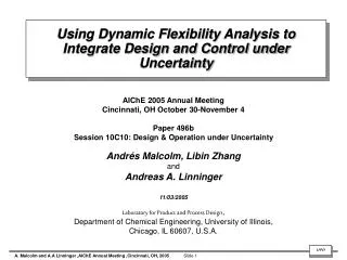 Using Dynamic Flexibility Analysis to Integrate Design and Control under Uncertainty