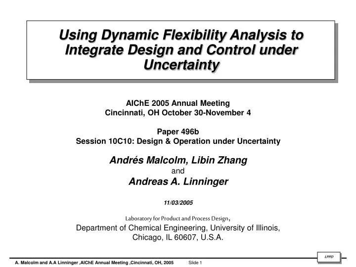 using dynamic flexibility analysis to integrate design and control under uncertainty