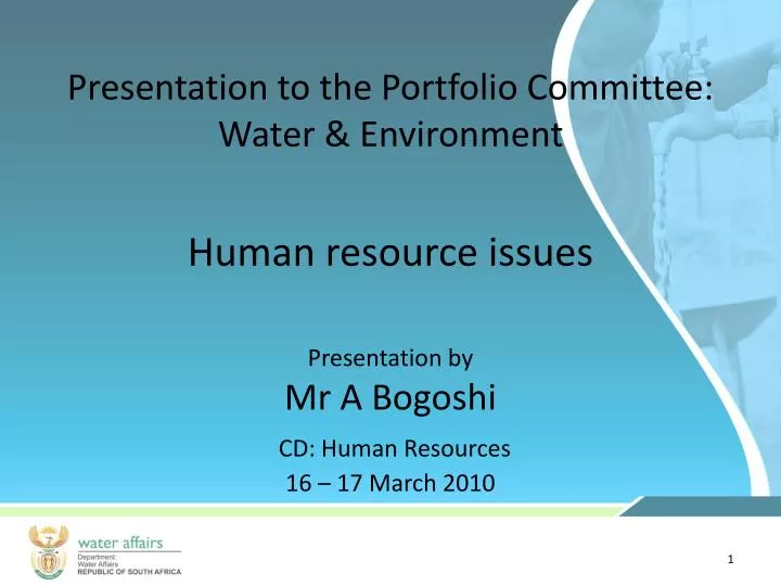 presentation to the portfolio committee water environment