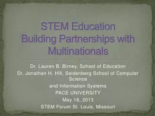 STEM Education Building Partnerships with Multinationals