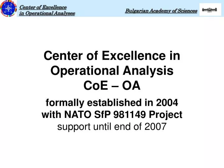 center of excellence in operational analysis coe oa