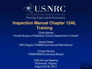 Inspection Manual Chapter 1246, Training
