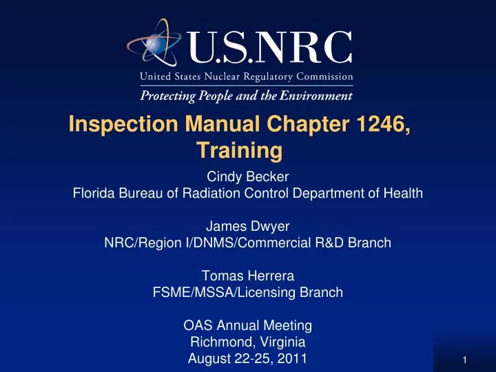 inspection manual chapter 1246 training