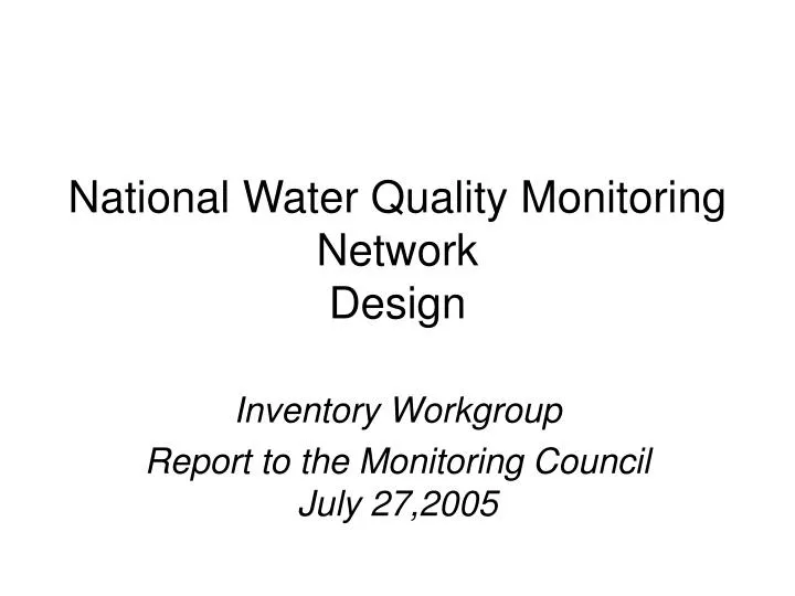 national water quality monitoring network design