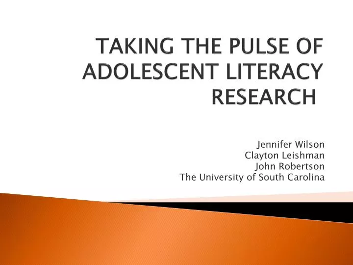 taking the pulse of adolescent literacy research