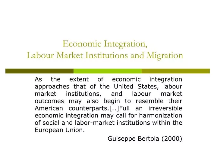 economic integration labour market institutions and migration