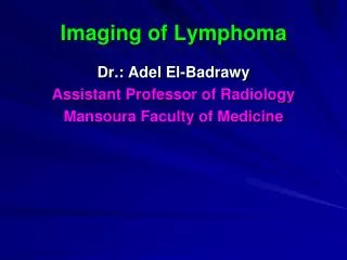Imaging of Lymphoma