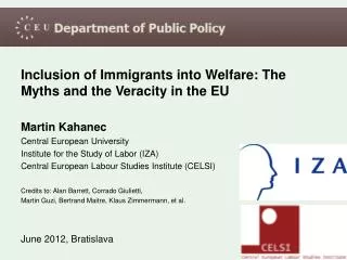 Inclusion of Immigrants into Welfare: The Myths and the Veracity in the EU