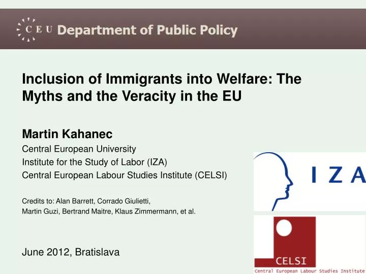 inclusion of immigrants into welfare the myths and the veracity in the eu