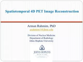 Spatiotemporal 4D PET Image Reconstruction