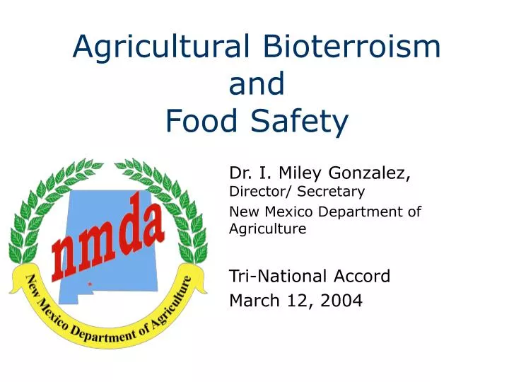 agricultural bioterroism and food safety