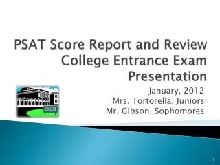 PSAT Score Report and Review College Entrance Exam Presentation