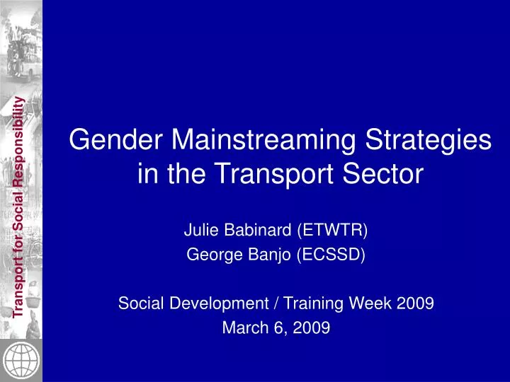 gender mainstreaming strategies in the transport sector