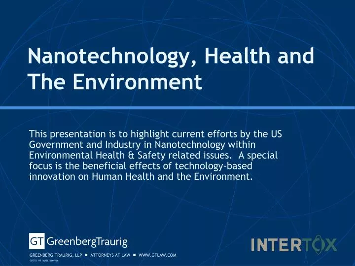 nanotechnology health and the environment