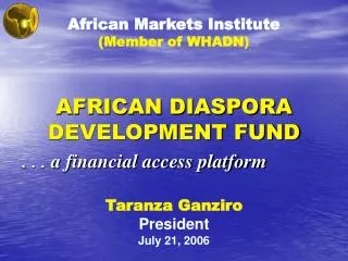 AFRICAN DIASPORA DEVELOPMENT FUND