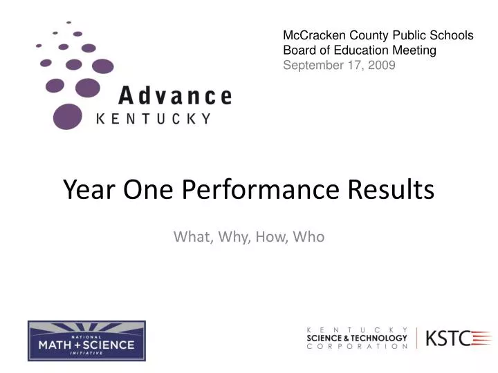 year one performance results