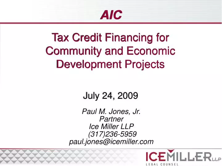 tax credit financing for community and economic development projects