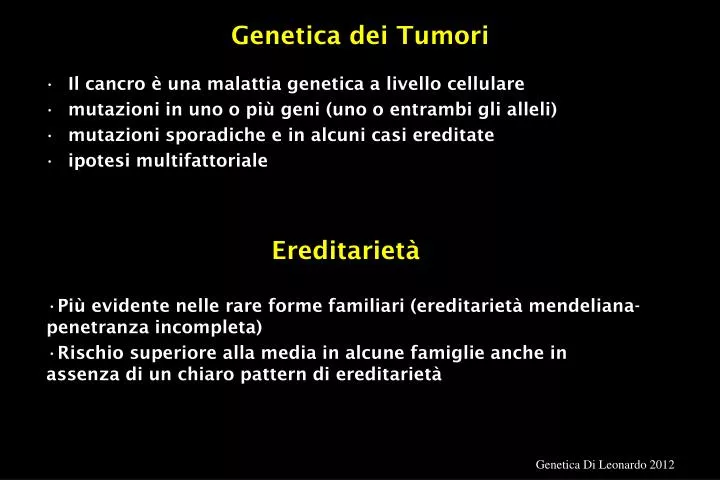 genetica dei tumori