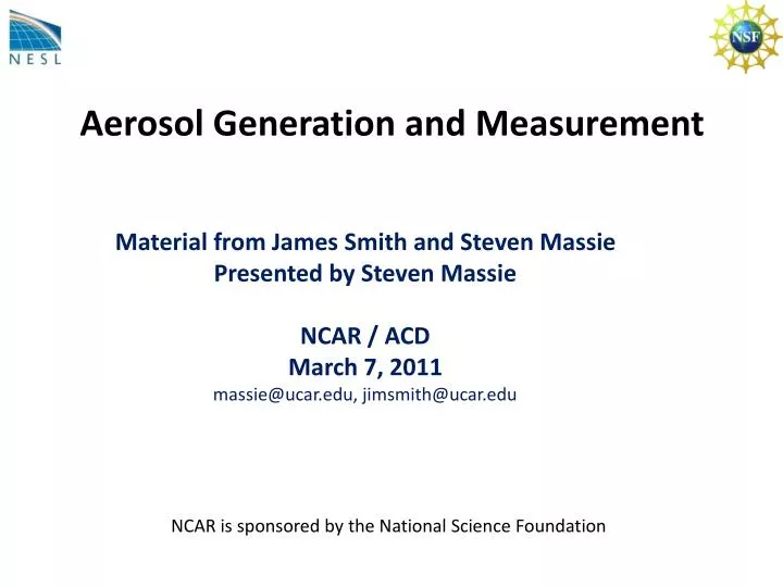 aerosol generation and measurement