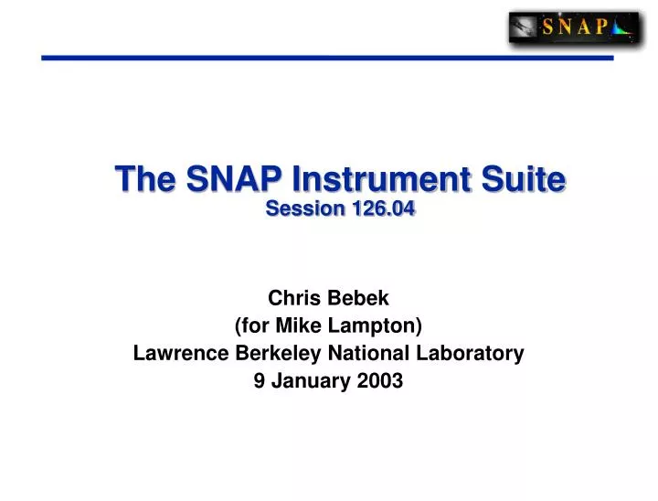 the snap instrument suite session 126 04