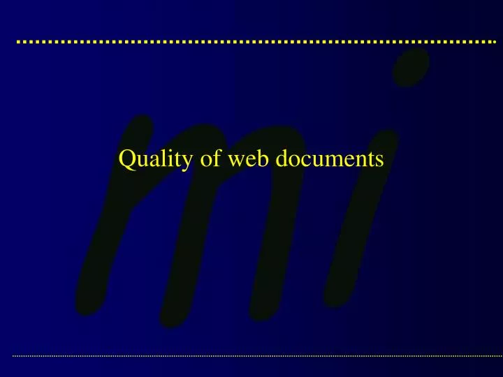 quality of web documents
