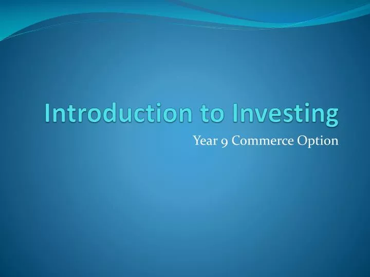 introduction to investing