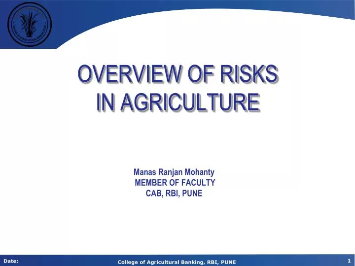 overview of risks in agriculture
