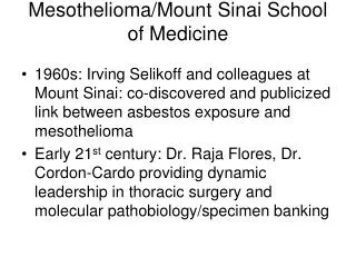 Mesothelioma/Mount Sinai School of Medicine