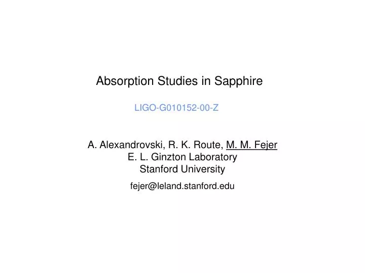 absorption studies in sapphire