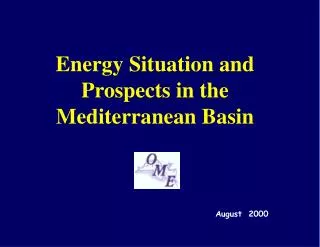 Energy Situation and Prospects in the Mediterranean Basin
