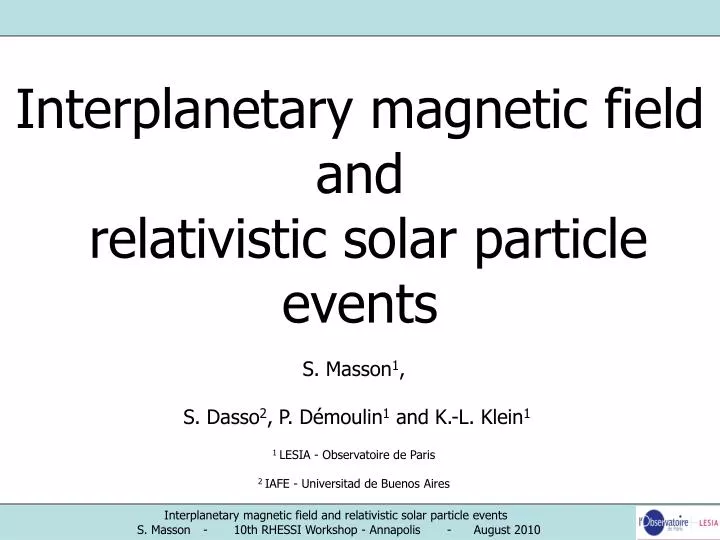 interplanetary magnetic field and relativistic solar particle events