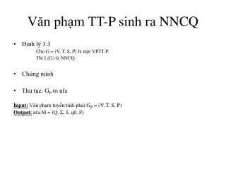 Văn phạm TT-P sinh ra NNCQ