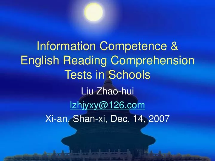 information competence english reading comprehension tests in schools