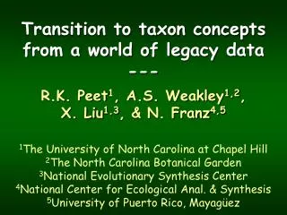 Transition to taxon concepts from a world of legacy data ---
