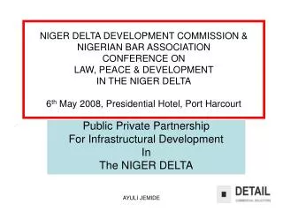 Public Private Partnership For Infrastructural Development In The NIGER DELTA