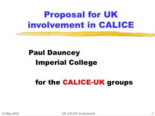 Proposal for UK involvement in CALICE