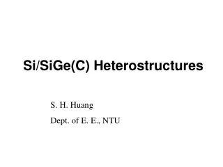 Si/SiGe(C) Heterostructures