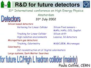 R&amp;D for future detectors